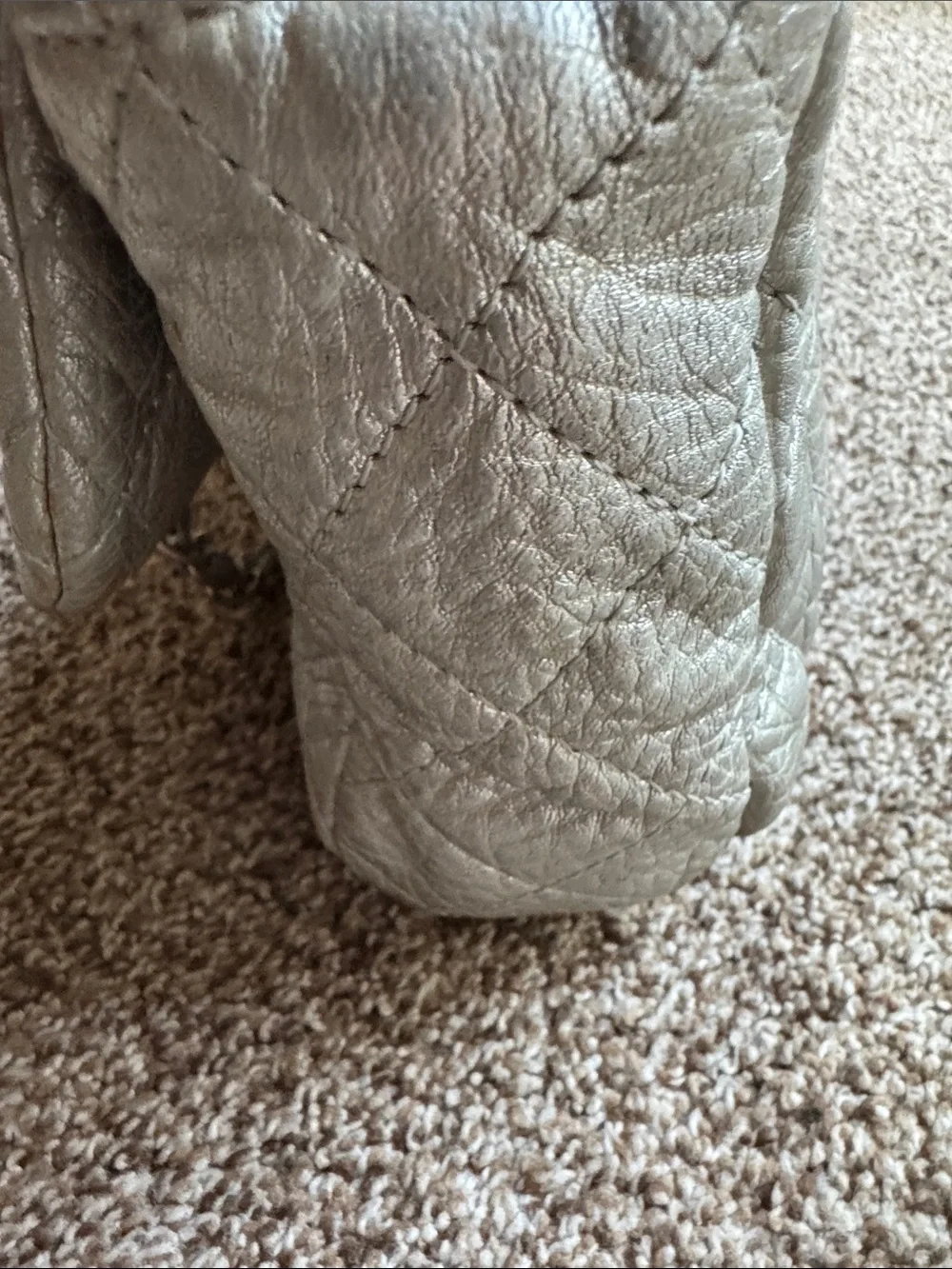 CHANEL Quilted Shoulder Bag in Metallic Gray